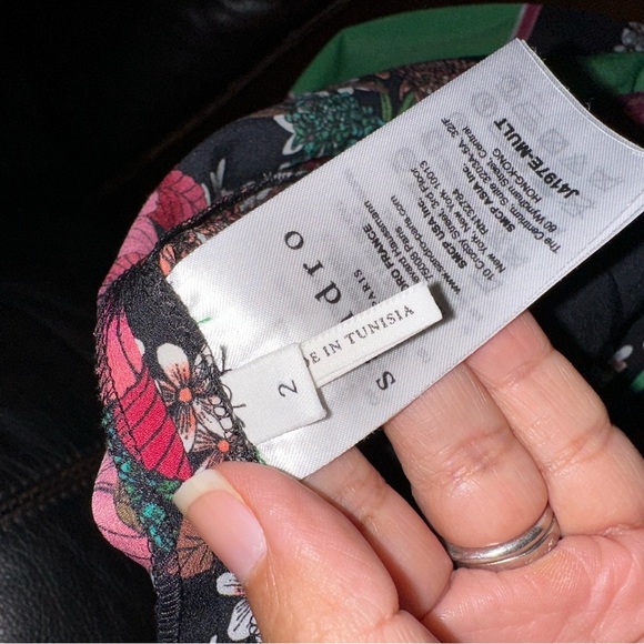 Sandro Pleated Midi Floral Print Black Skirt - Picture 9 of 11